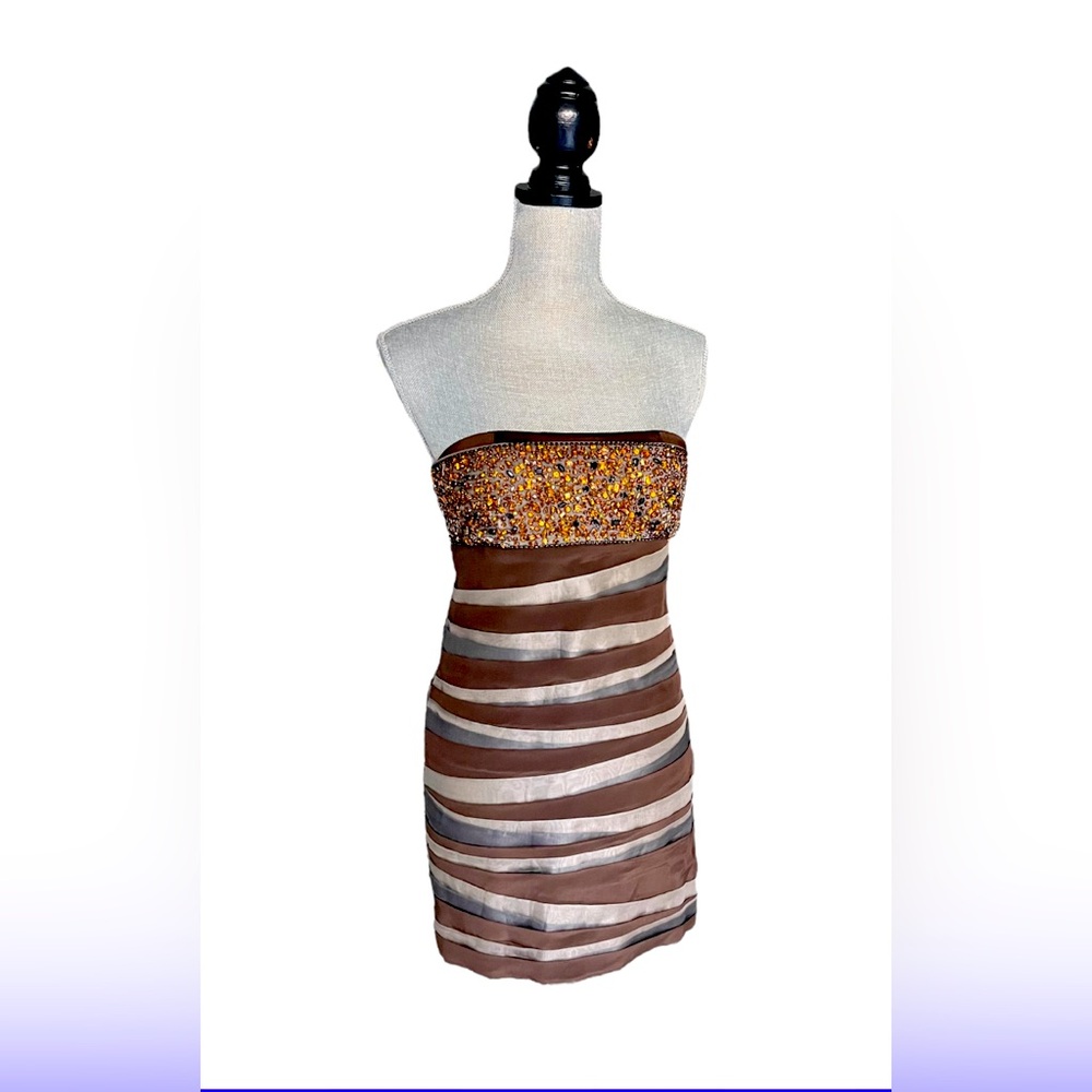 Alice+Olivia Crystal embellished silk sheath mini dress sized P or Small